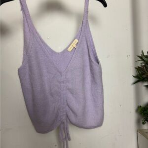 Purple Ruched Tie Front Camisole